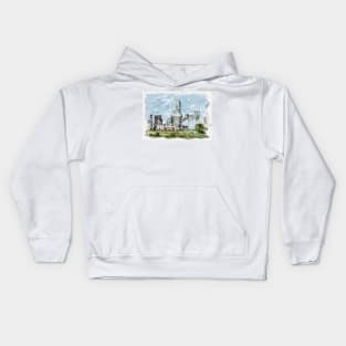 Dallas Texas USA Unique Watercolor Travel Souvenir Fine Art Painting Kids Hoodie